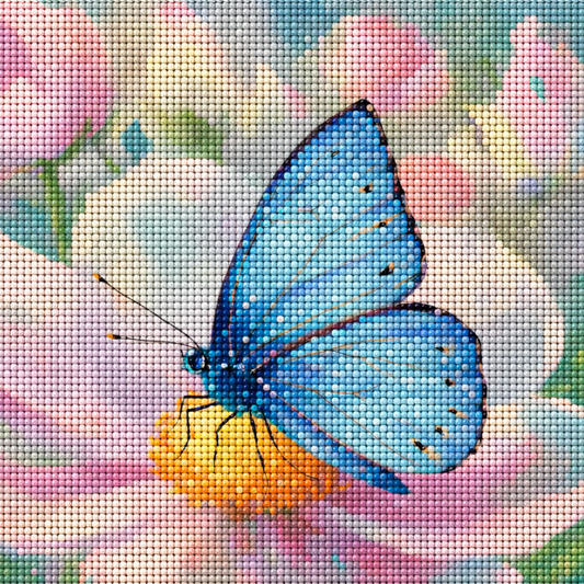 Softlight Blue Butterfly - Diamond Painting Kit (40x40cm, Round Drill)