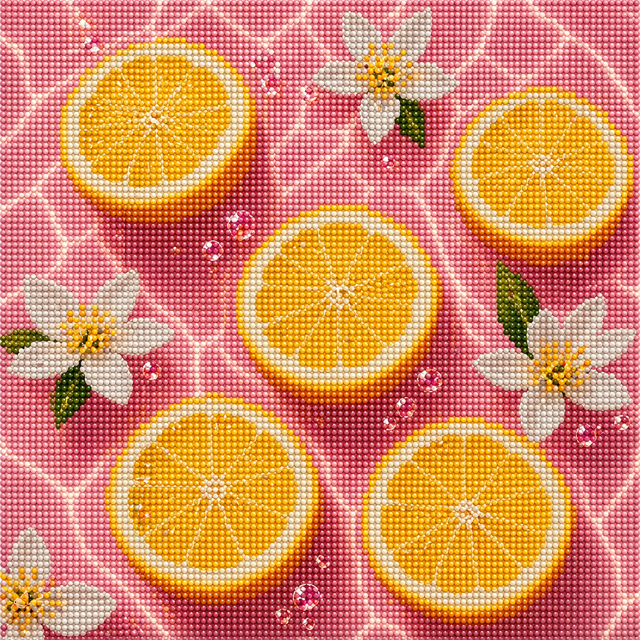 Pink Lemon Glow- Diamond Art Kit (40x40cm, Round Drill)