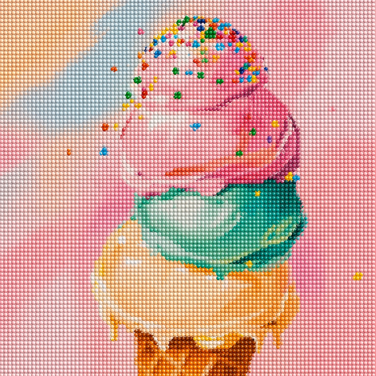 Sweet Summer Scoops- Diamond Art Kit (40x40cm, Round Drill)