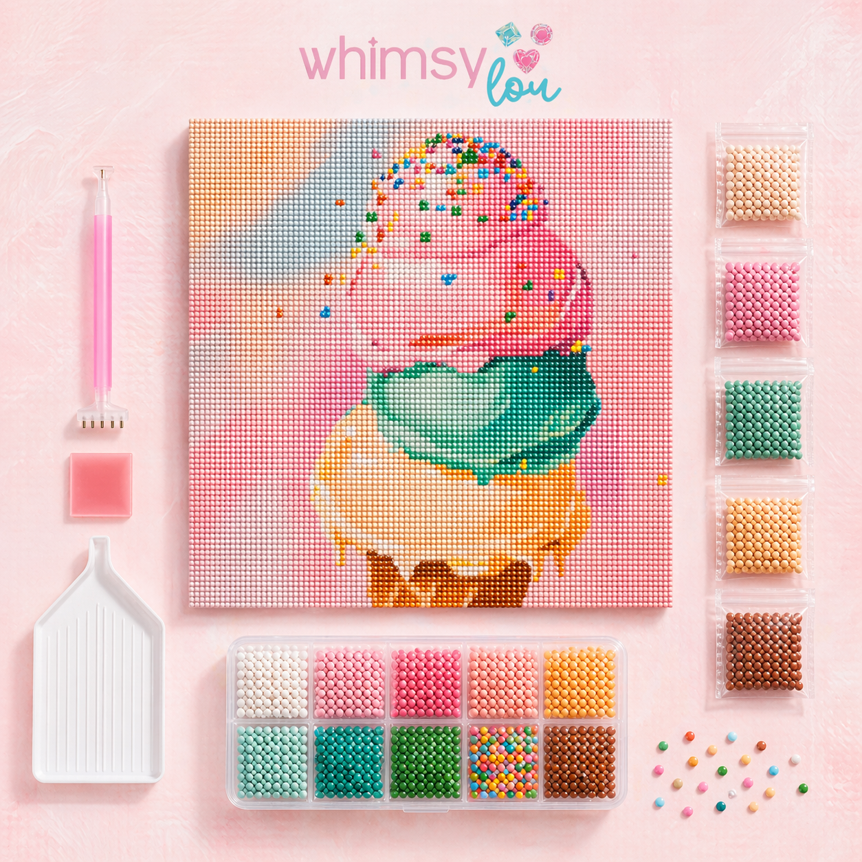 Sweet Summer Scoops- Diamond Art Kit (40x40cm, Round Drill)
