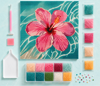 Saltwater Hibiscus- Diamond Art Kit (40x40cm, Round Drill)