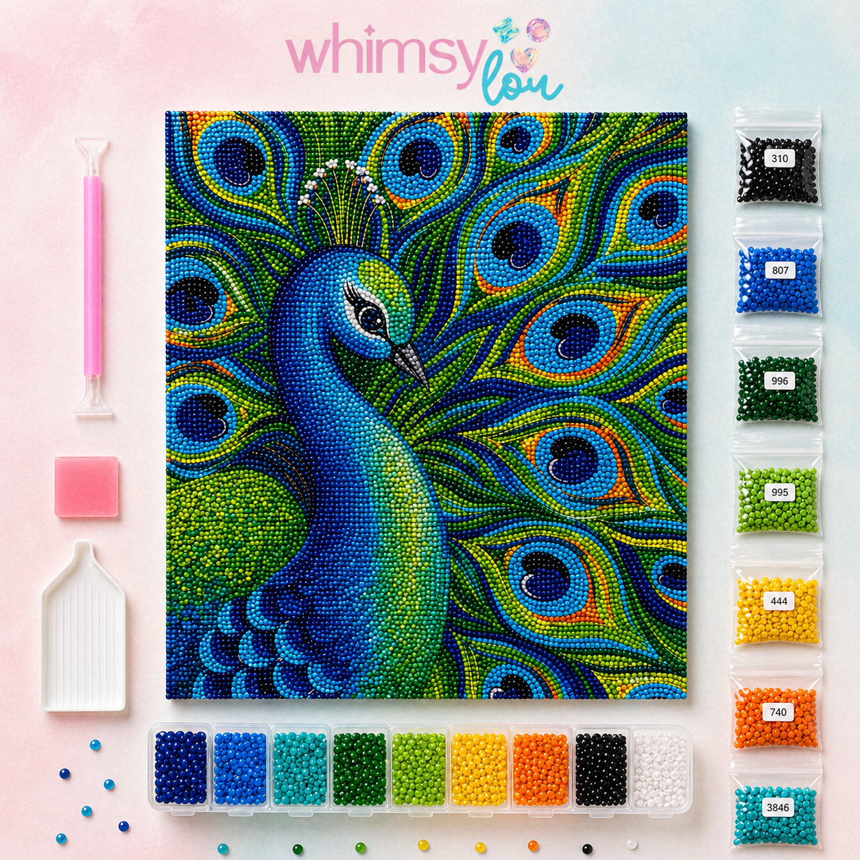 Royal Feather Bloom- Diamond Art Kit (40x50cm, Round Drill)