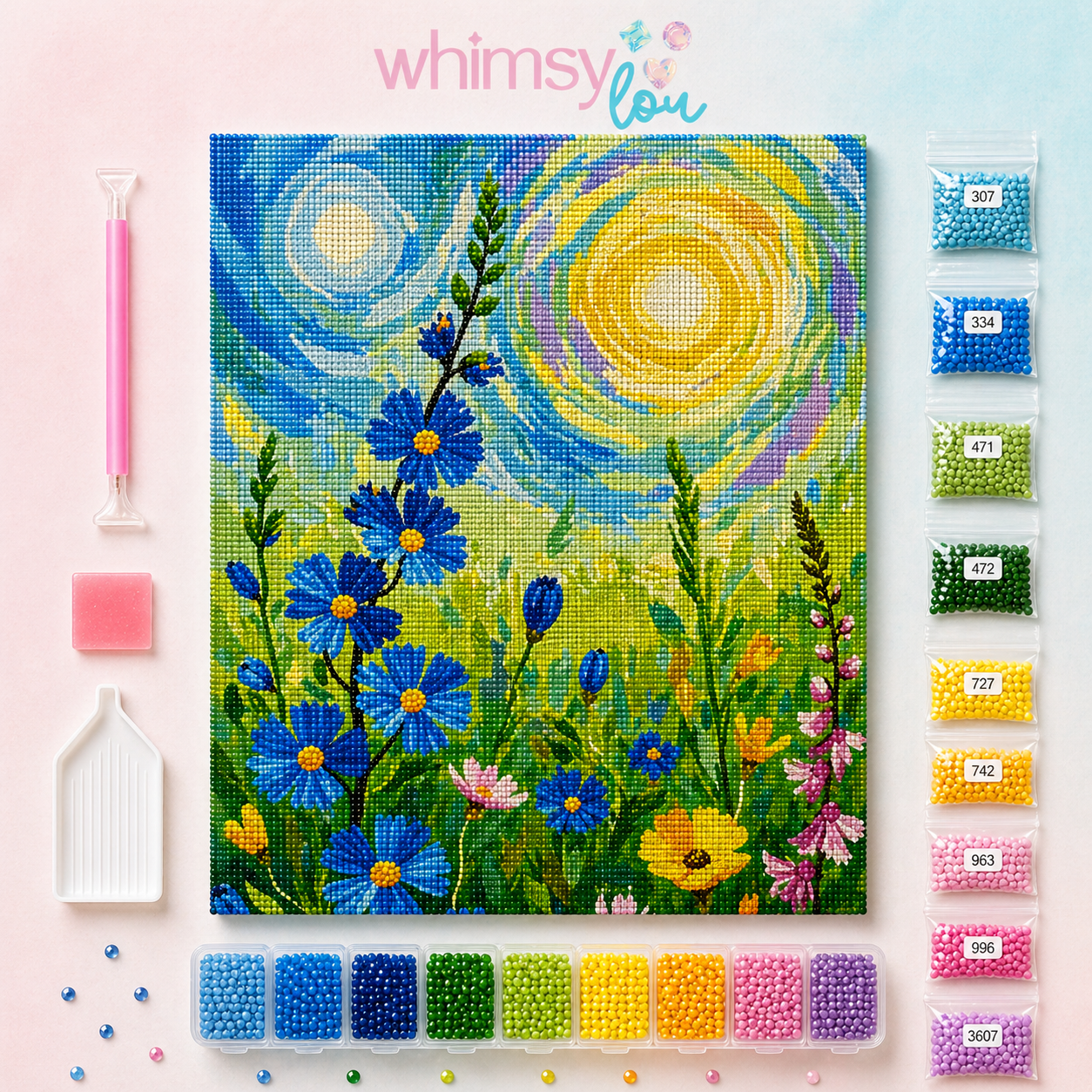 Celestial Meadow- Diamond Art Kit (40x50cm, Round Drill)