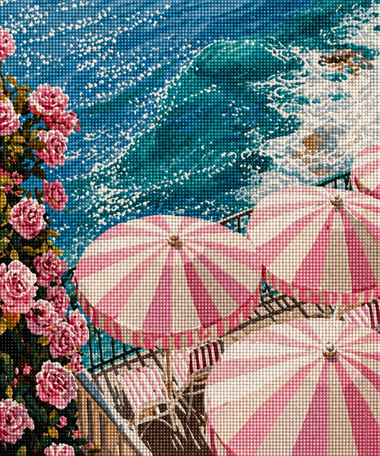Pink Parasol Paradise- Diamond Art Kit (50x60cm, Square Drill)