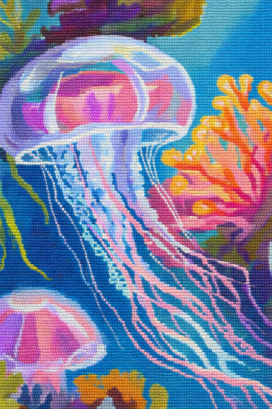 Electric Dancing Jellyfish - Diamond Art Kit (40x50cm, Round Drill)