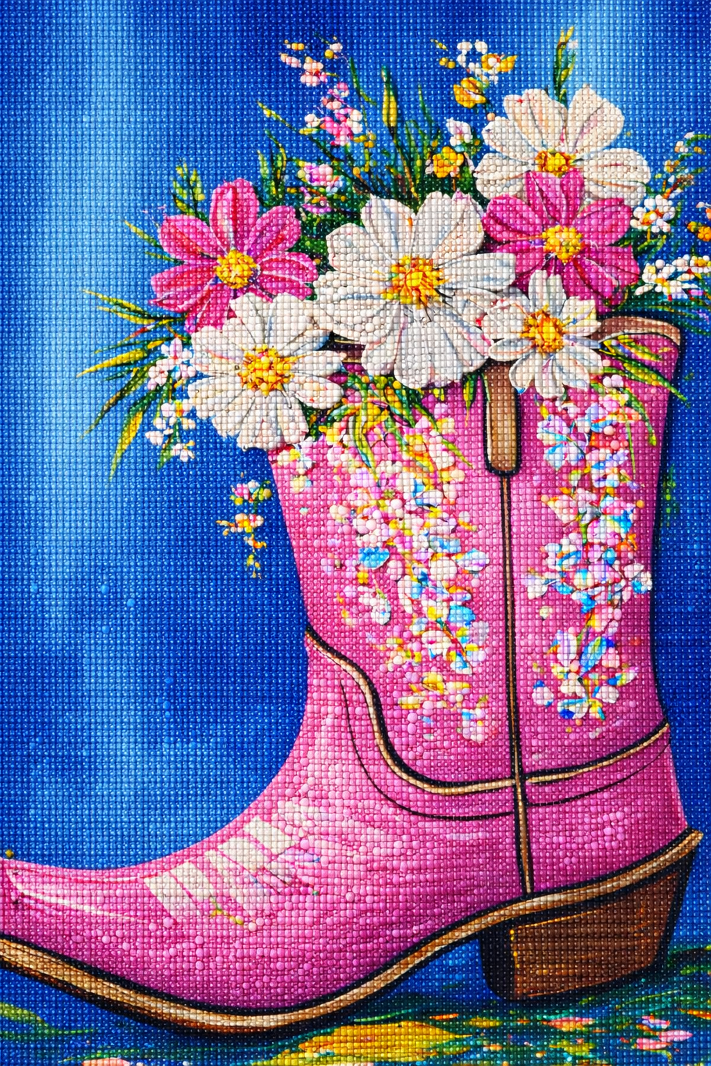 Petals & Pink Leather- Diamond Art Kit (50x70cm, Round Drill)