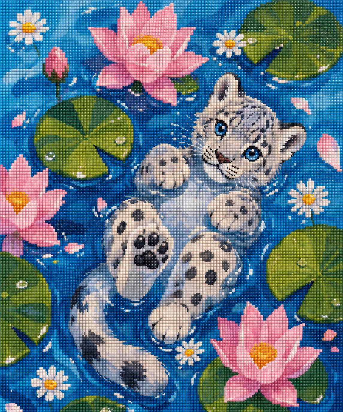 Lotus Lagoon Leopard– Diamond Art Kit (50x60cm, Square Drill)
