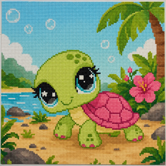 Island Turtle Pal- Diamond Art Kit (40x40cm, Round Drill)
