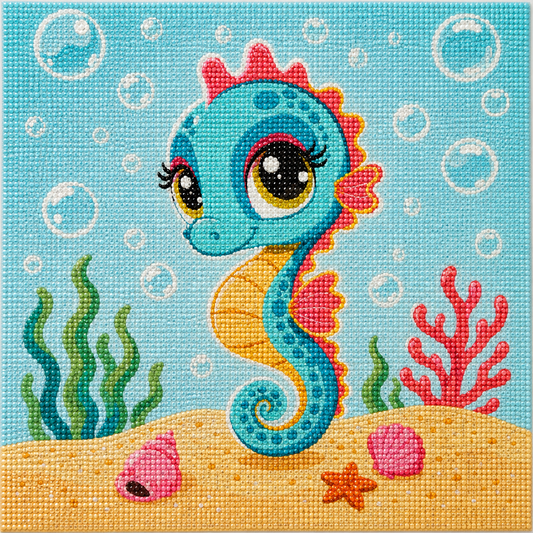 Bubble Seahorse Pal- Diamond Art Kit (40x40cm, Round Drill)