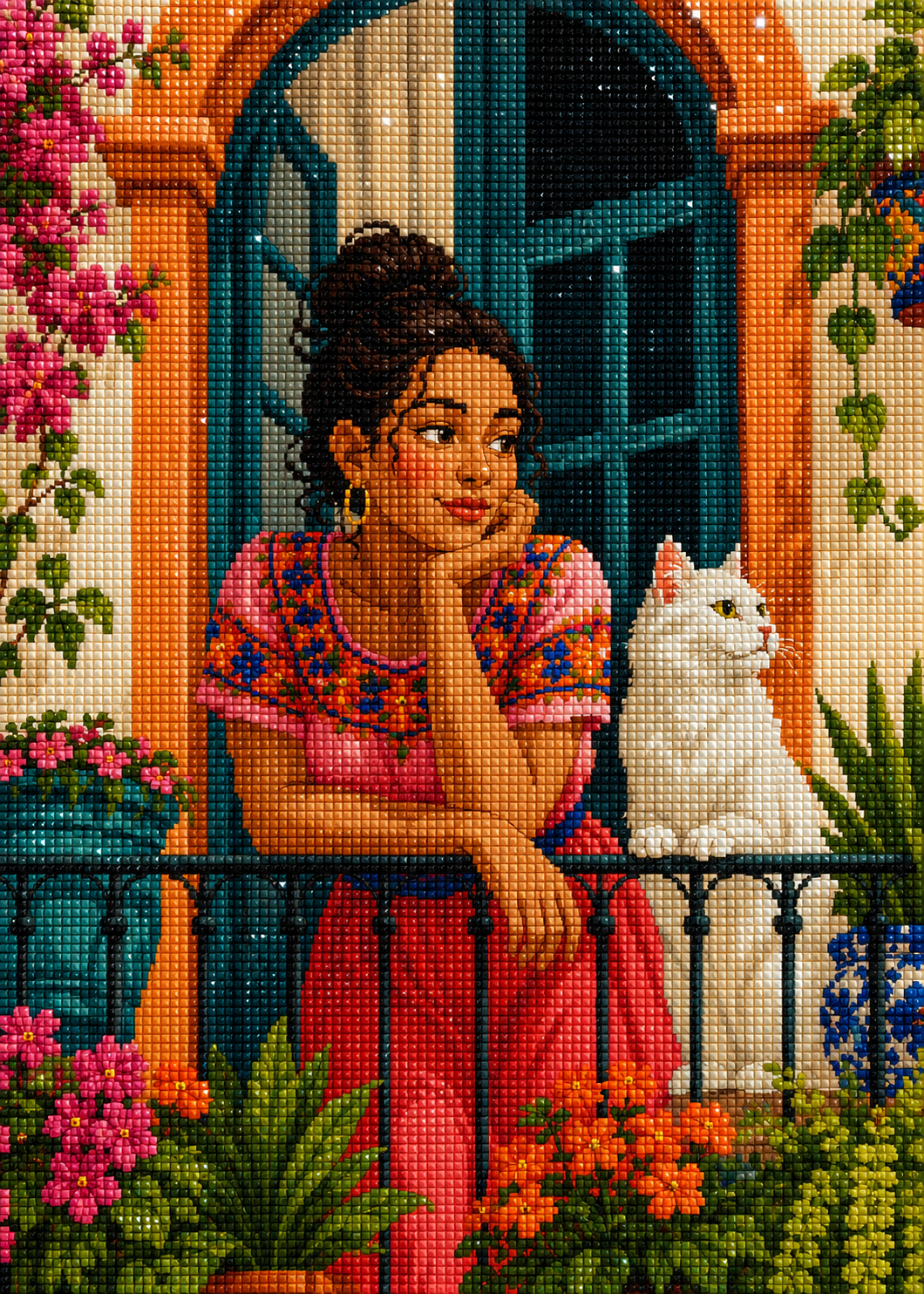 Casa de Flores- Diamond Art Kit (50x70cm, Square Drill)