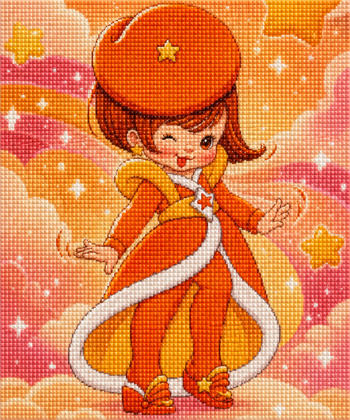 Orange Pop Pixie– Diamond Art Kit (50x60cm, Square Drill)