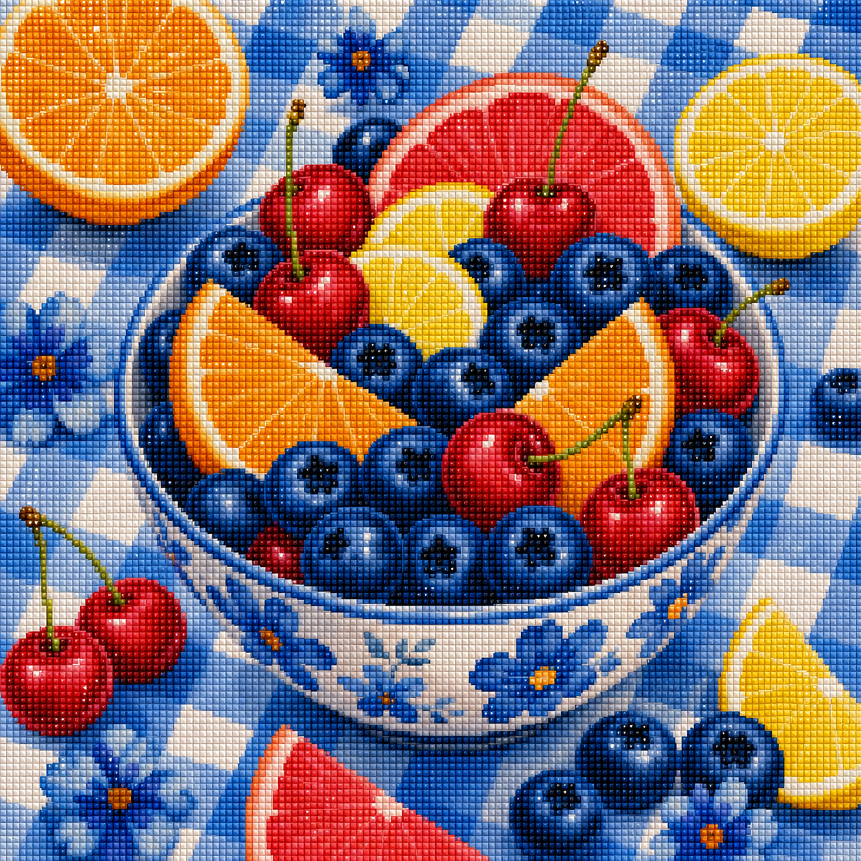Blueberry Citrus Bowl- Diamond Art Kit (40x40cm, Square Drill)
