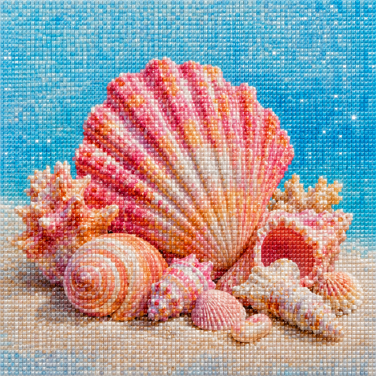 Sandy Shells- Diamond Art Kit (40x40cm, Square Drill)