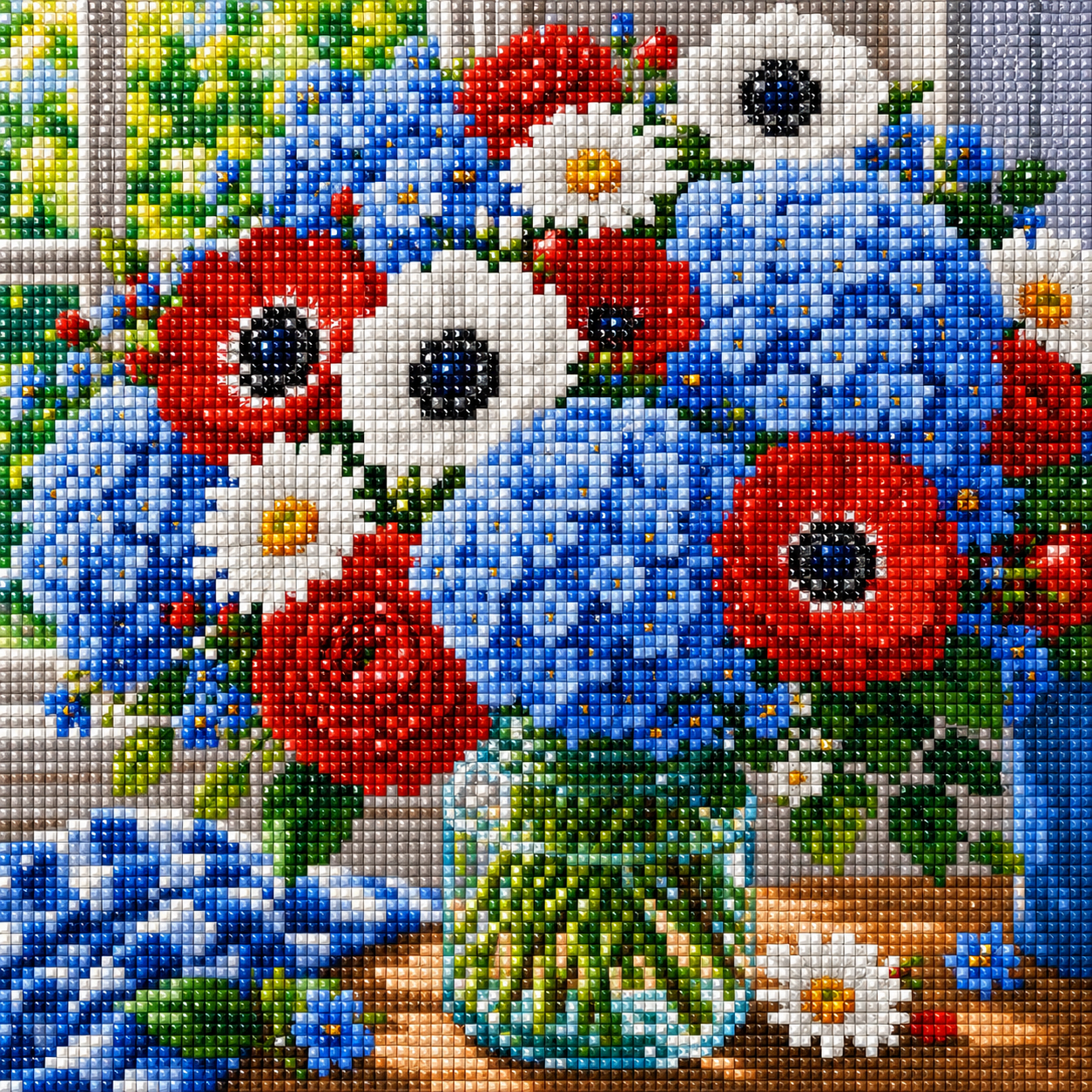 Summer Porch Bouquet- Diamond Art Kit (40x40cm, Square Drill)
