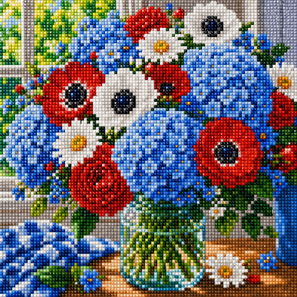 Summer Porch Bouquet- Diamond Art Kit (40x40cm, Square Drill)