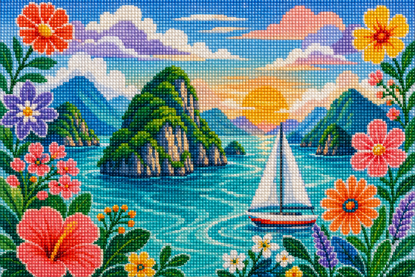 Floral Lagoon- Diamond Art Kit (60x40cm, Square Drill)