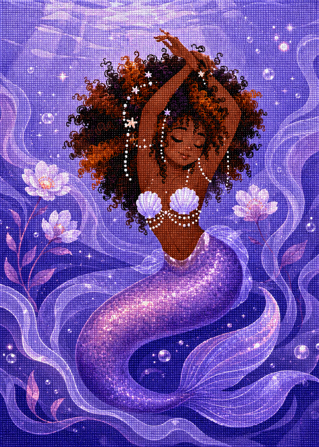 Violet Pearl Cove- Diamond Art Kit (50x70cm, Square Drill)