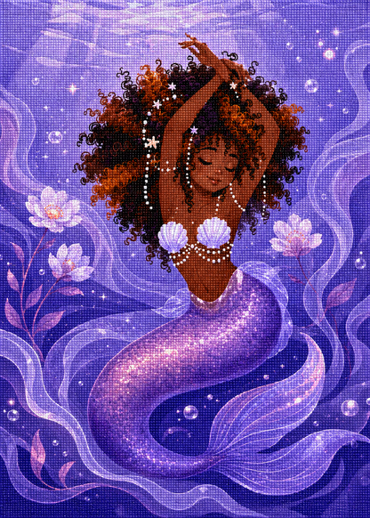 Violet Pearl Cove- Diamond Art Kit (50x70cm, Square Drill)