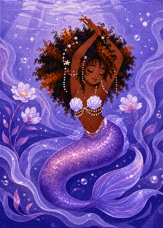 Violet Pearl Cove- Diamond Art Kit (50x70cm, Square Drill)