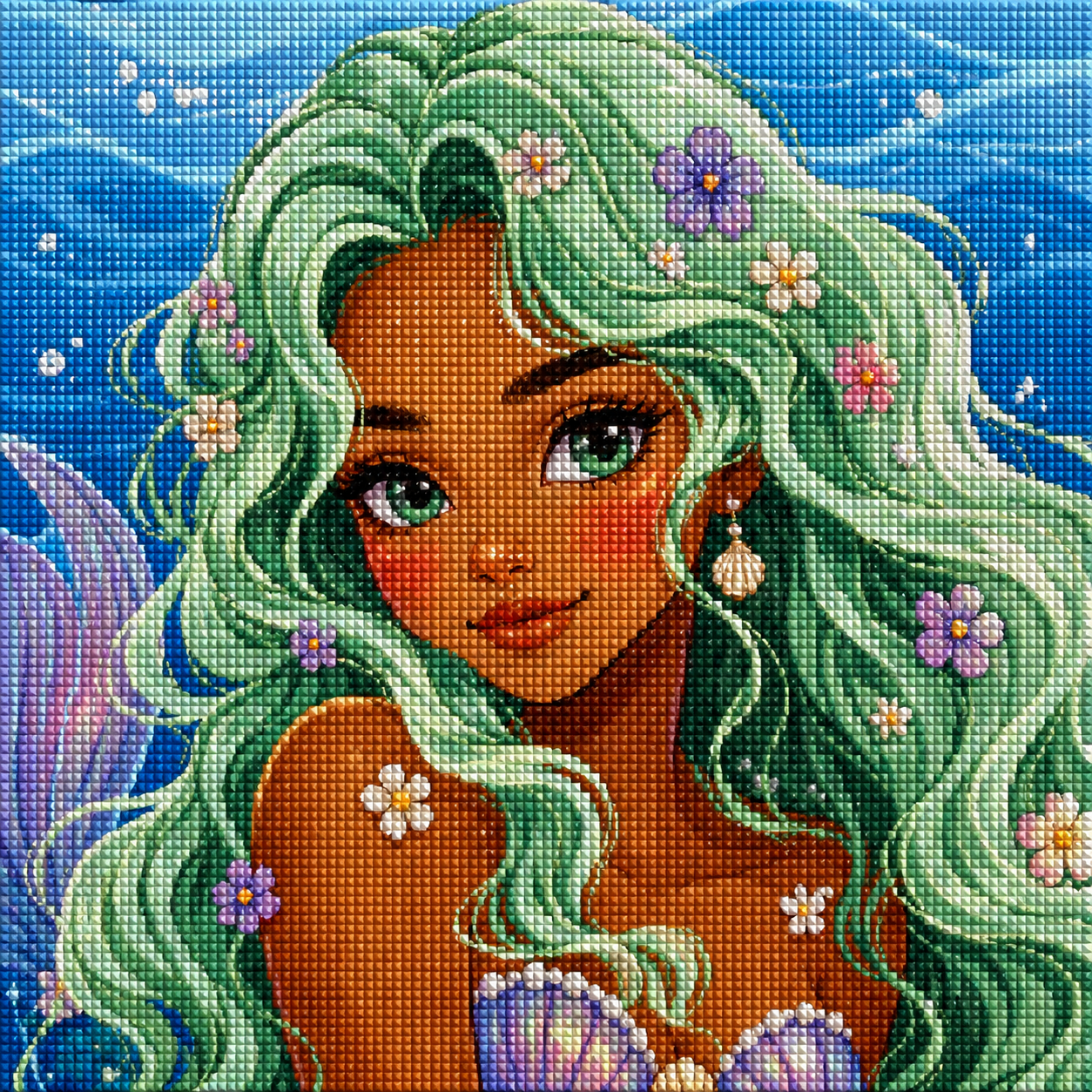 Mint Tide Mermaid- Diamond Art Kit (50x50cm, Square Drill)