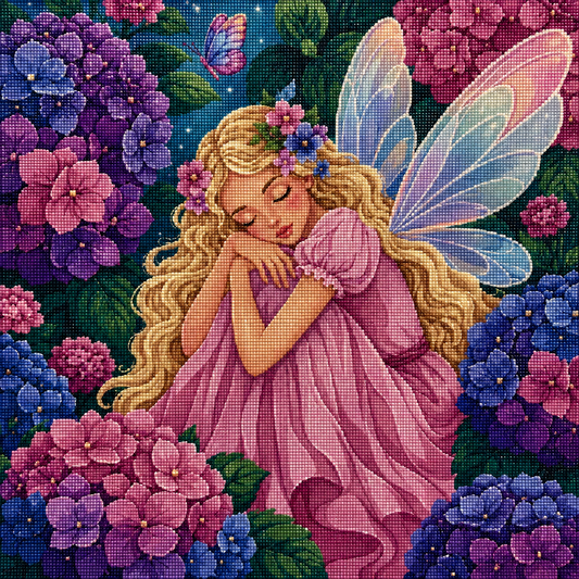 Hydrangea Dream Fairy- Diamond Art Kit (50x50cm, Square Drill)