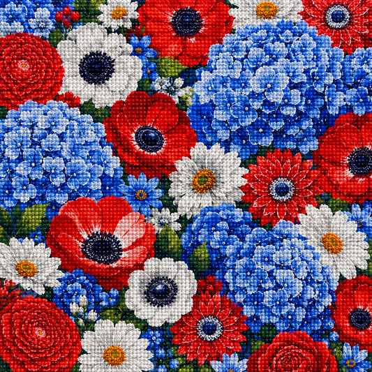 Stars & Summer Florals- Diamond Art Kit (40x40cm, Round Drill)