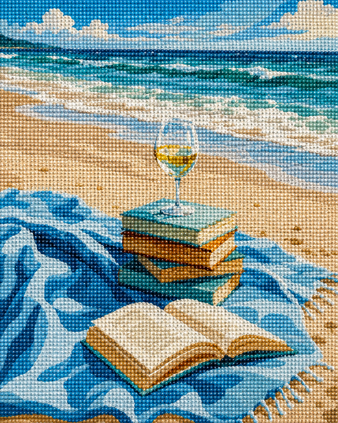 Beach Reads & Chardonnay - Diamond Art Kit (40x50cm, Round Drill)