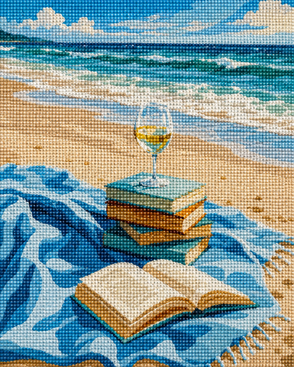 Beach Reads & Chardonnay - Diamond Art Kit (40x50cm, Round Drill)