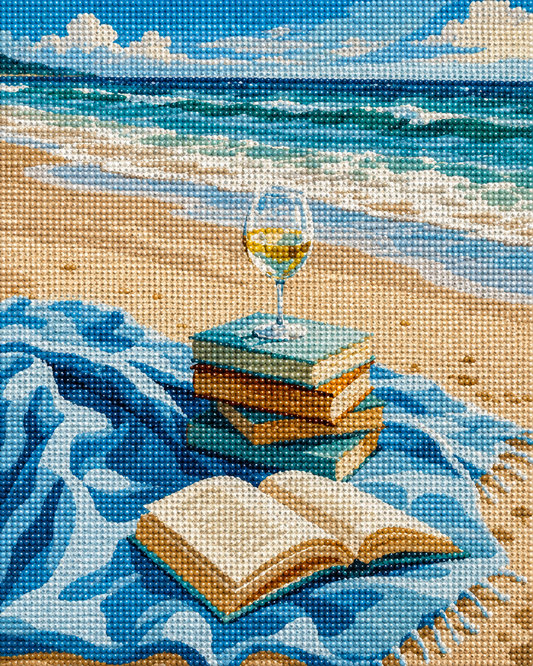 Beach Reads & Chardonnay - Diamond Art Kit (40x50cm, Round Drill)