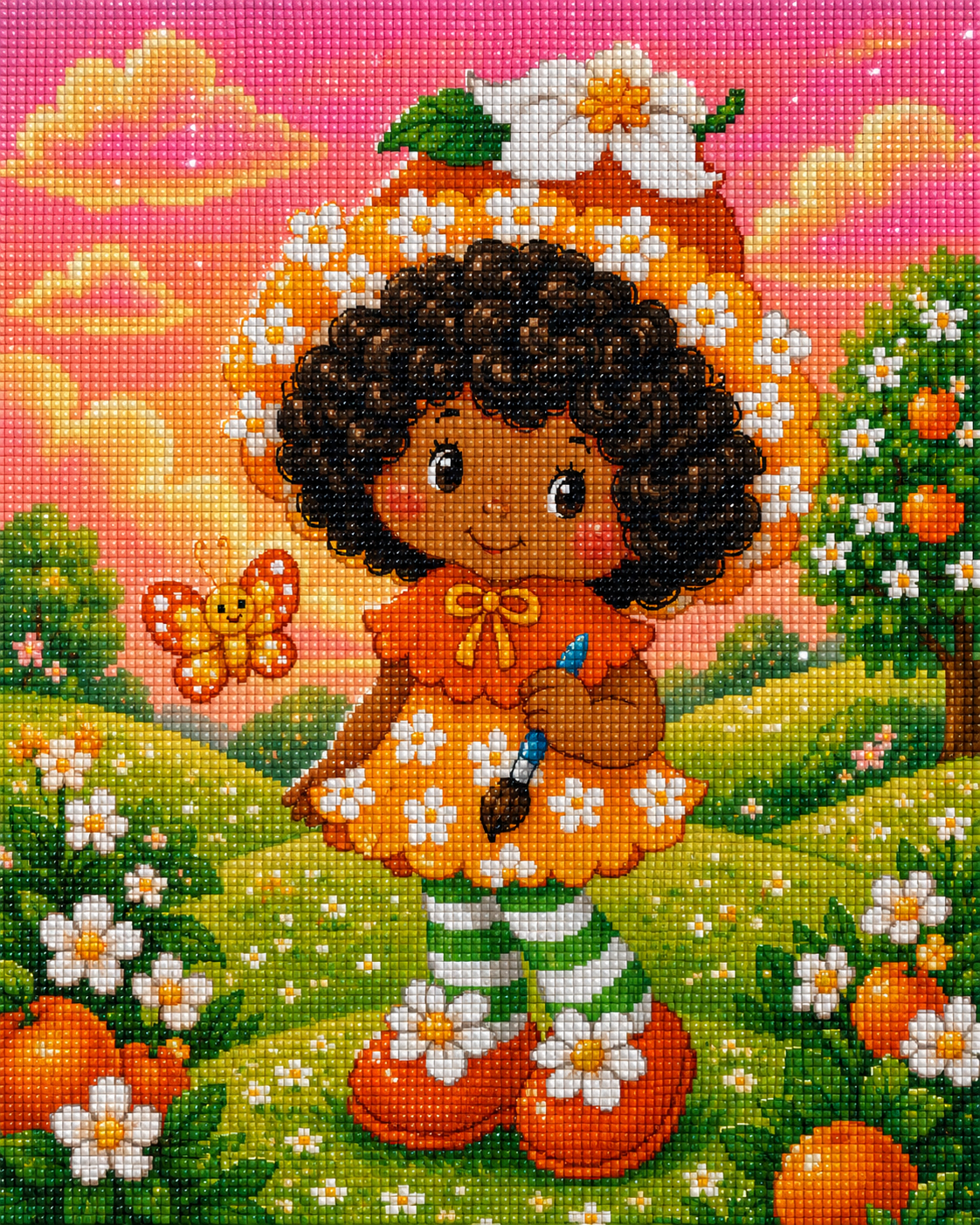 Orange Grove Sweetheart- Diamond Art Kit (40x50cm, Square Drill)