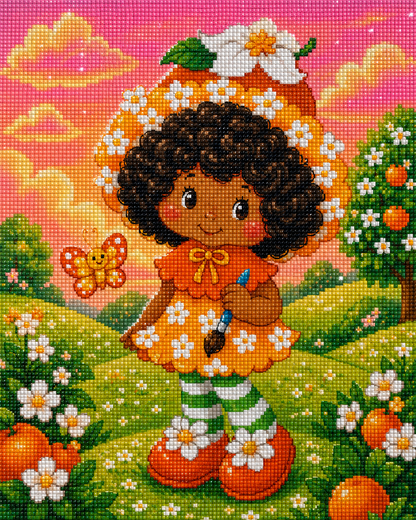 Orange Grove Sweetheart- Diamond Art Kit (40x50cm, Square Drill)