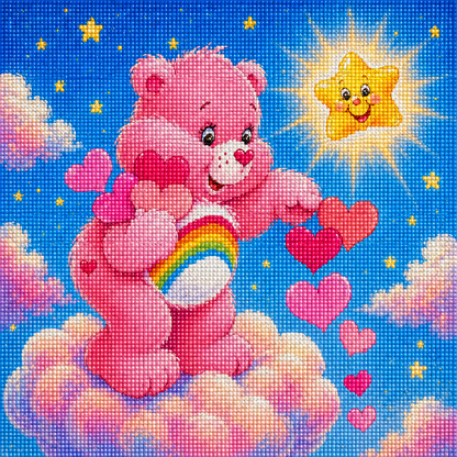 Rainbow Cheer Bear- Diamond Art Kit (50x50cm, Square Drill)