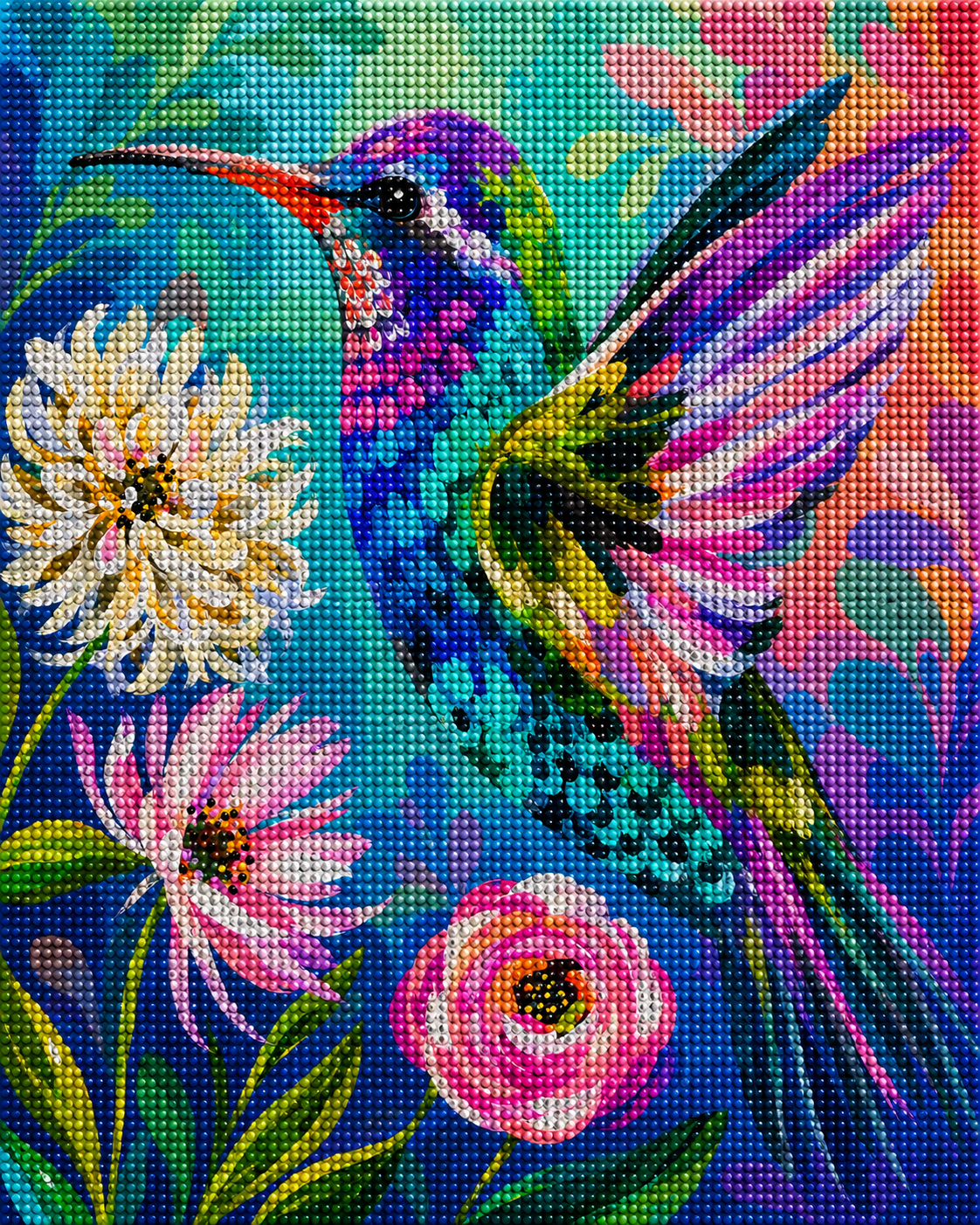 Tropical Hummingbird- Diamond Art Kit (40x50cm, Round Drill)