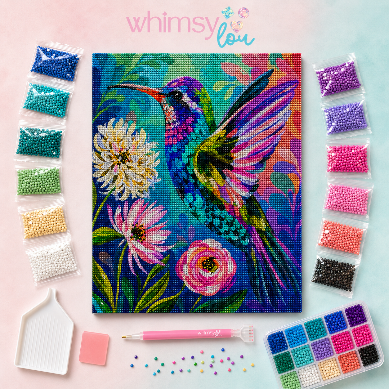 Tropical Hummingbird- Diamond Art Kit (40x50cm, Round Drill)