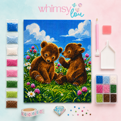 Little Bear Picnic- Diamond Art Kit (40x50cm, Square Drill)