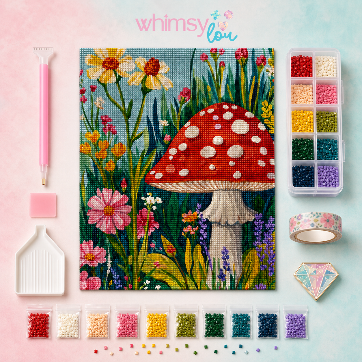 Whimsy Mushroom- Diamond Art Kit (40x50cm, Square Drill)
