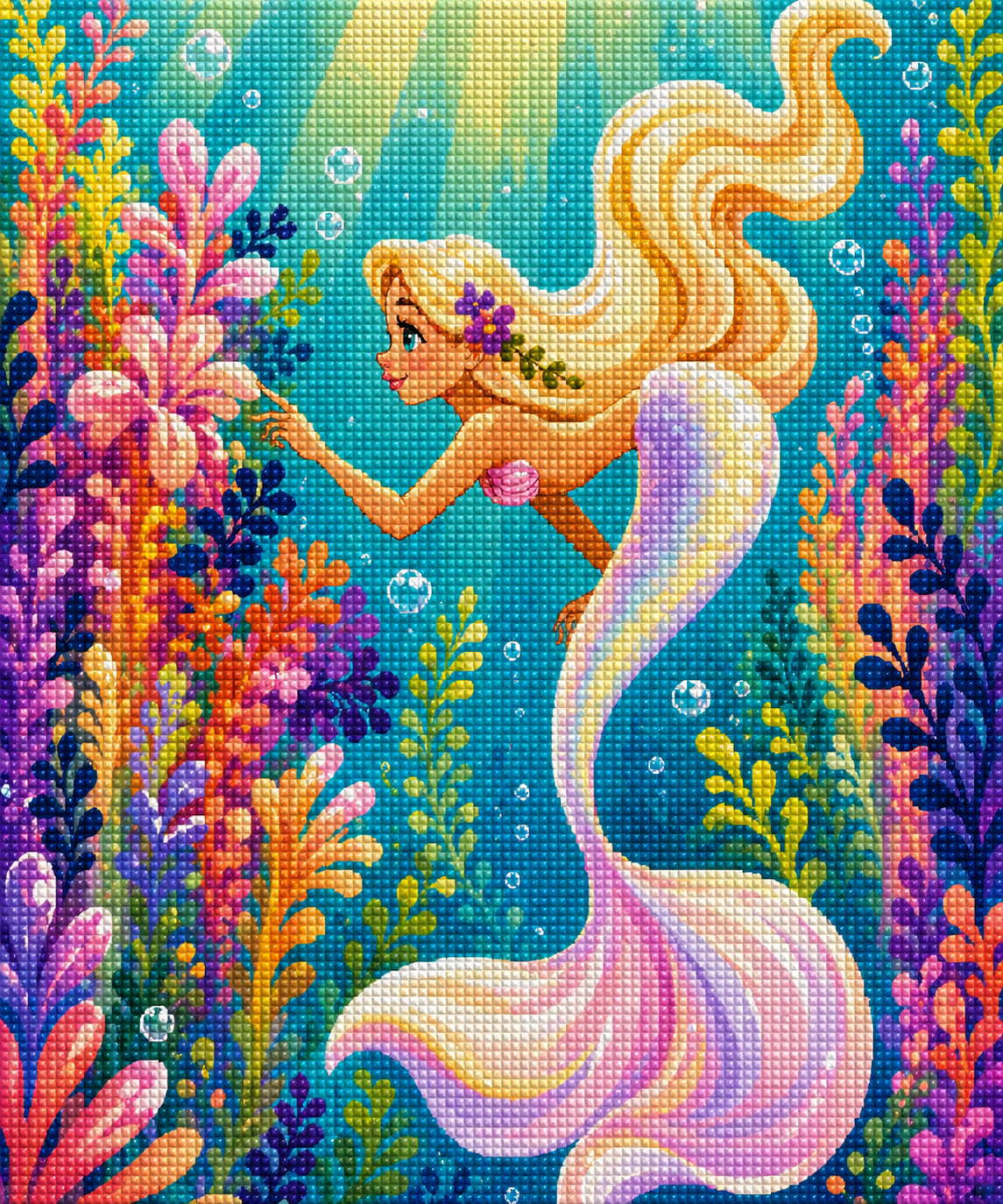 Sunlit Sea Mermaid- Diamond Art Kit (50x60cm, Square Drill)