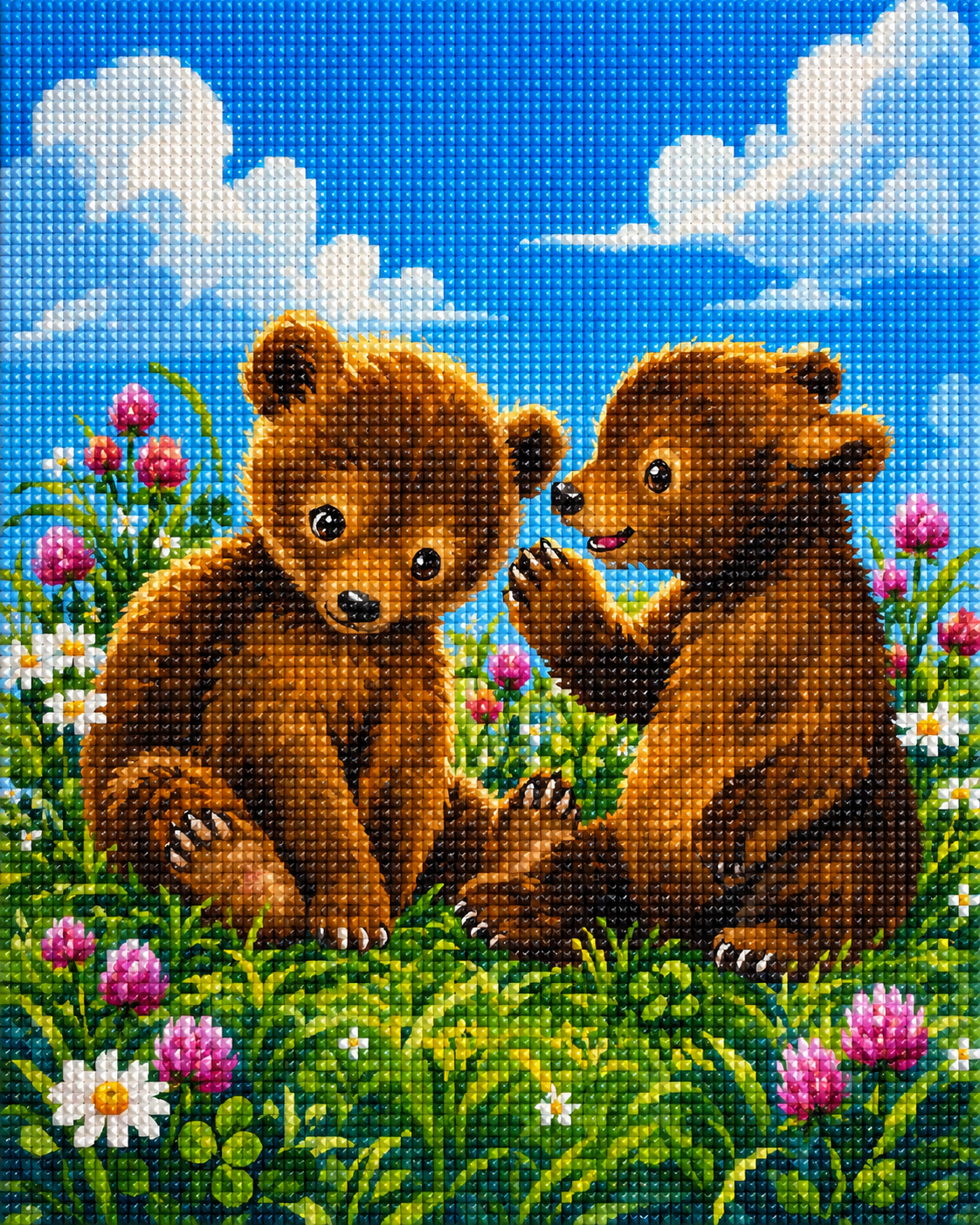 Little Bear Picnic- Diamond Art Kit (40x50cm, Square Drill)