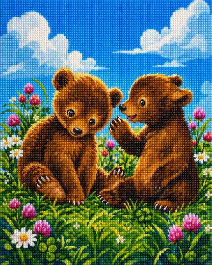 Little Bear Picnic- Diamond Art Kit (40x50cm, Square Drill)