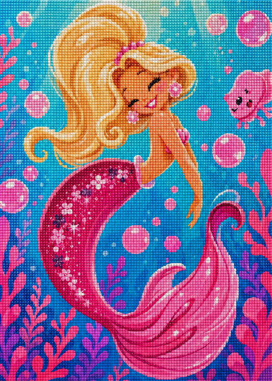 Bubblegum Reef Mermaid- Diamond Art Kit (50x70cm, Square Drill)