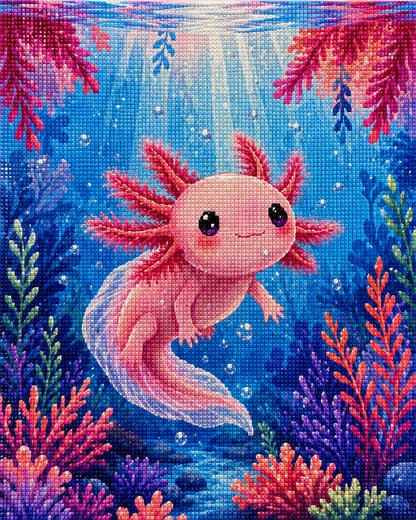 Rosy Reef Axolotl- Diamond Art Kit (40x50cm, Square Drill)