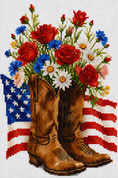 Brave Blooms & Boots- Diamond Art Kit (40x60cm, Square Drill)