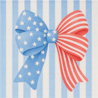 Red, White & Bow- Diamond Art Kit (30x30cm, Round Drill)