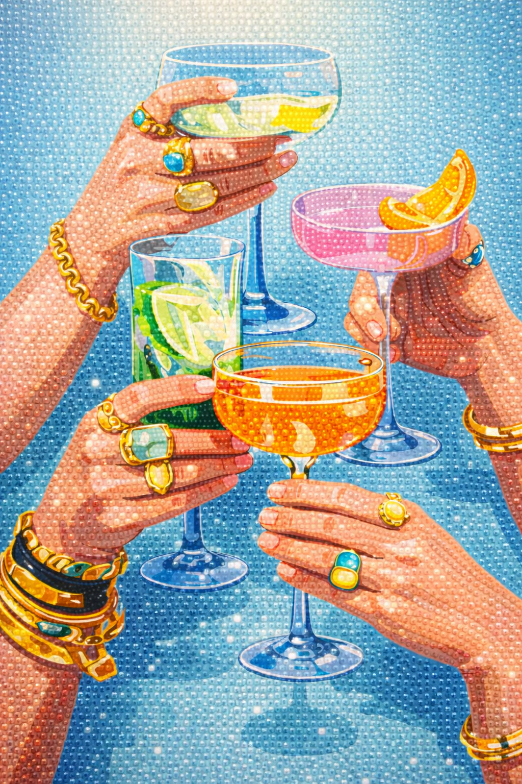 Girls Night Glow- Diamond Art Kit (40x60cm, Round Drill)