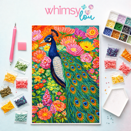 Peacock in Bloom- Diamond Art Kit (40x60cm, Square Drill)