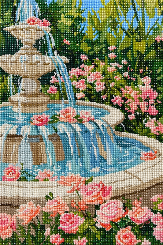 Secret Garden Fountain- Diamond Art Kit (40x60cm, Round Drill)
