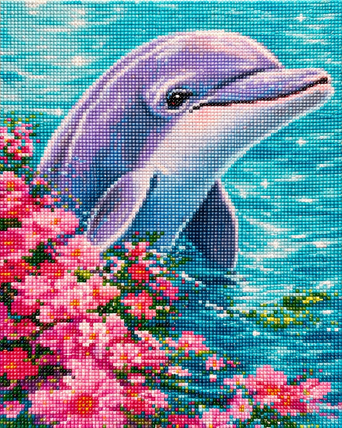 Dolphin Blossoms- Diamond Art Kit (40x50cm, Square Drill)