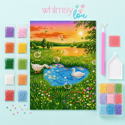 Golden Meadow Pond- Diamond Art Kit (50x70cm, Square Drill)