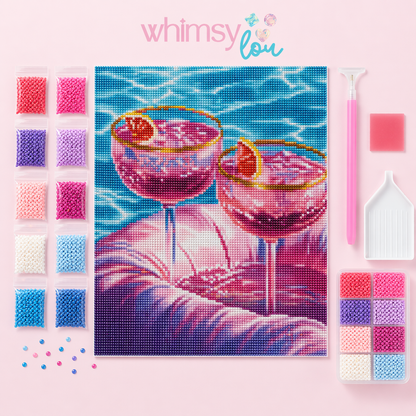 Summer Rosé Splash- Diamond Art Kit (40x40cm, Square Drill)
