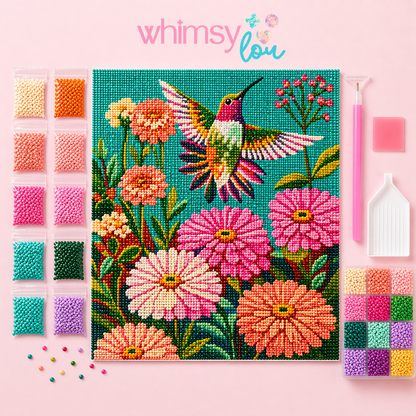 Spring Hummingbirds- Diamond Art Kit (40x40cm, Square Drill)